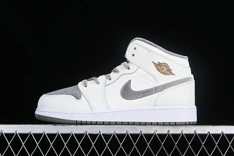 All categories Air Jordan Jordan series basketball shoes Air Jordan 1 Mid G version pure original Air Jordan 1 Mid AJ1 Joe 1 rice gray Chinese culture casual sneakers FB9899-100